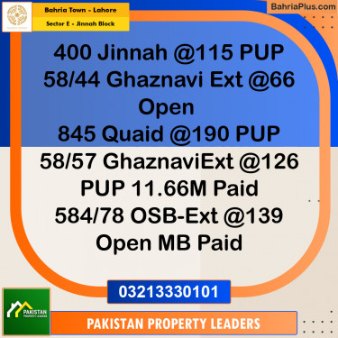 5 Marla Residential Plot for Sale in Sector E - Jinnah Block -  Bahria Town, Lahore - (BP-260119)