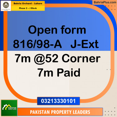 7 Marla Residential Plot for Sale in Phase 2 - J Block -  Bahria Orchard, Lahore - (BP-260189)