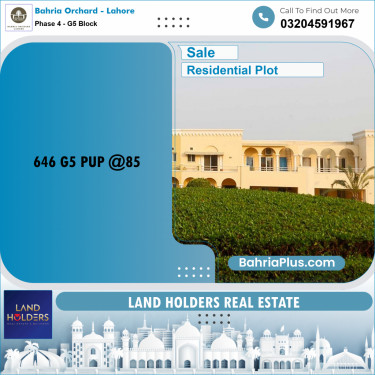 10 Marla Residential Plot for Sale in Phase 4 - G5 Block -  Bahria Orchard, Lahore - (BP-260210)