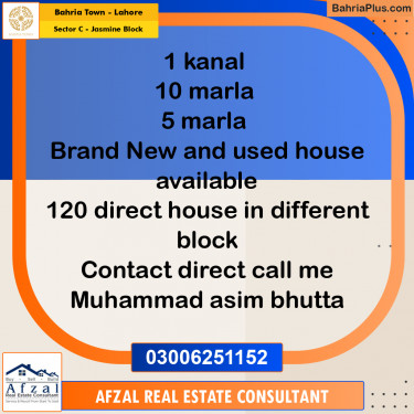 1 Kanal Residential House for Sale in Sector C - Jasmine Block -  Bahria Town, Lahore - (BP-260238)