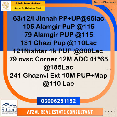 10 Marla Residential Plot for Sale in Sector C - Gulbahar Block -  Bahria Town, Lahore - (BP-260269)