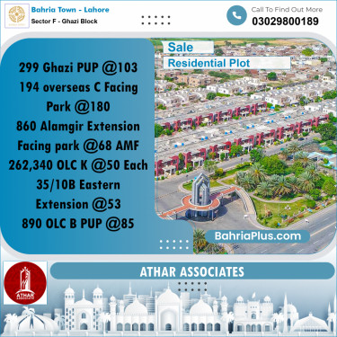 10 Marla Residential Plot for Sale in Sector F - Ghazi Block -  Bahria Town, Lahore - (BP-260304)
