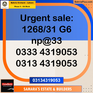 5 Marla Residential Plot for Sale in Phase 4 - G6 Block -  Bahria Orchard, Lahore - (BP-260335)