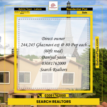 5 Marla Residential Plot for Sale in Sector F - Ghaznavi Ext. Block -  Bahria Town, Lahore - (BP-260394)