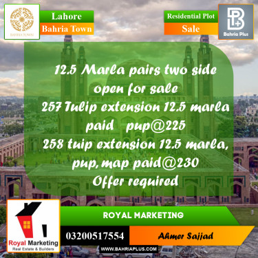 Residential Plot for Sale in Bahria Town, Lahore - (BP-260497)