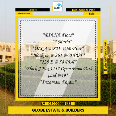 Residential Plot for Sale in Bahria Orchard, Lahore - (BP-260573)