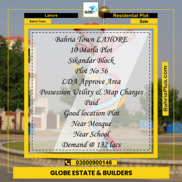 Residential Plot for Sale in Bahria Town, Lahore - (BP-260610)