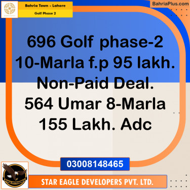 10 Marla Residential Plot for Sale in Golf Phase 2 -  Bahria Town, Lahore - (BP-260749)