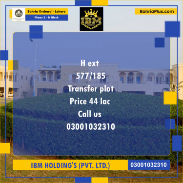 5 Marla Residential Plot for Sale in Phase 2 - H Block -  Bahria Orchard, Lahore - (BP-260778)