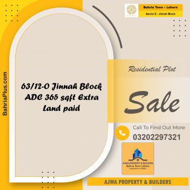5 Marla Residential Plot for Sale in Sector E - Jinnah Block -  Bahria Town, Lahore - (BP-260793)