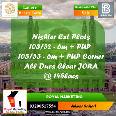 Residential Plot for Sale in Bahria Town, Lahore - (BP-260814)