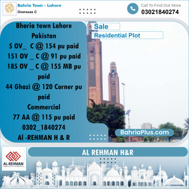 10 Marla Residential Plot for Sale in Overseas C -  Bahria Town, Lahore - (BP-260835)