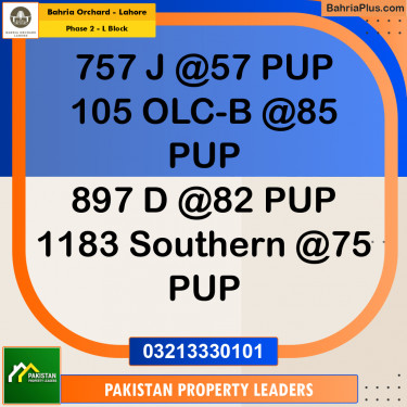 8 Marla Residential Plot for Sale in Phase 2 - L Block -  Bahria Orchard, Lahore - (BP-260923)
