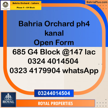 Residential Plot for Sale in Phase 4 - G4 Block -  Bahria Orchard, Lahore - (BP-260931)