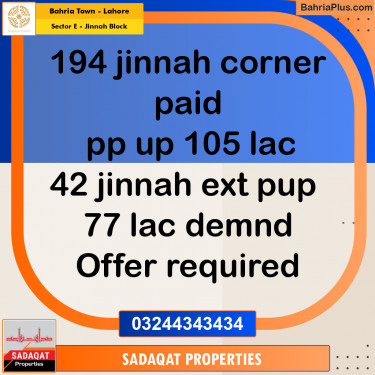 5 Marla Residential Plot for Sale in Sector E - Jinnah Block -  Bahria Town, Lahore - (BP-260966)