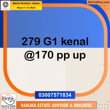 1 Kanal Residential Plot for Sale in Phase 4 - G1 Block -  Bahria Orchard, Lahore - (BP-260980)