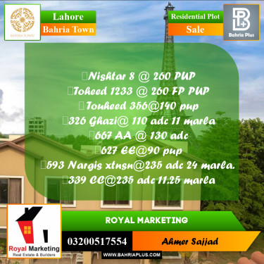 Residential Plot for Sale in Bahria Town, Lahore - (BP-260983)