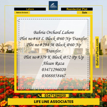 5 Marla Residential Plot for Sale in Bahria Orchard, Lahore - (BP-261072)