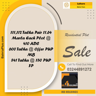 Residential Plot for Sale in Bahria Town, Lahore - (BP-261081)