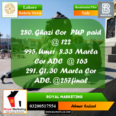 Residential Plot for Sale in Bahria Town, Lahore - (BP-261085)