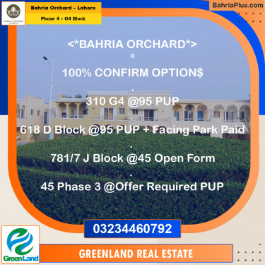 10 Marla Residential Plot for Sale in Phase 4 - G4 Block -  Bahria Orchard, Lahore - (BP-261106)