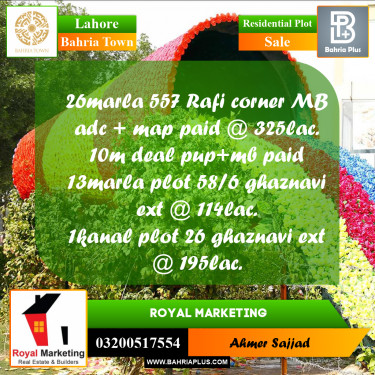 Residential Plot for Sale in Bahria Town, Lahore - (BP-261156)