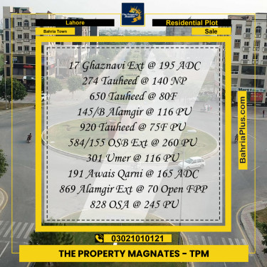 Residential Plot for Sale in Bahria Town, Lahore - (BP-261170)