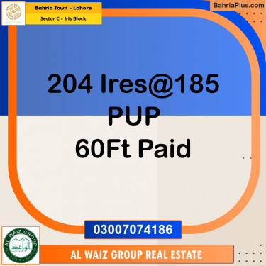 10 Marla Residential Plot for Sale in Sector C - Iris Block -  Bahria Town, Lahore - (BP-261177)