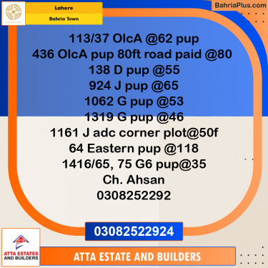 Residential Plot for Sale in Bahria Town, Lahore - (BP-261184)