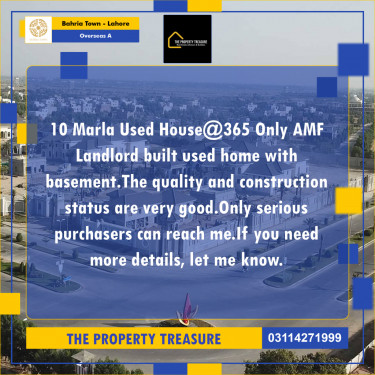 10 Marla Residential House for Sale in Overseas A -  Bahria Town, Lahore - (BP-261191)