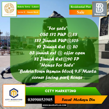 5 Marla Residential Plot for Sale in Sector E - Jinnah Block -  Bahria Town, Lahore - (BP-261193)