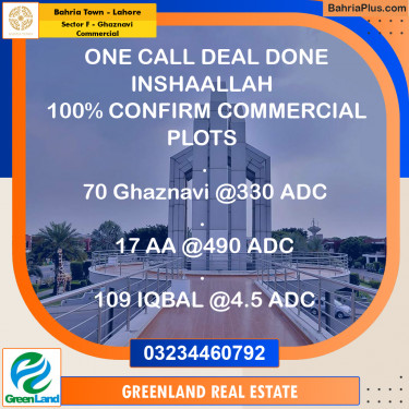 5 Marla Commercial Plot for Sale in Sector F - Ghaznavi Commercial -  Bahria Town, Lahore - (BP-261214)