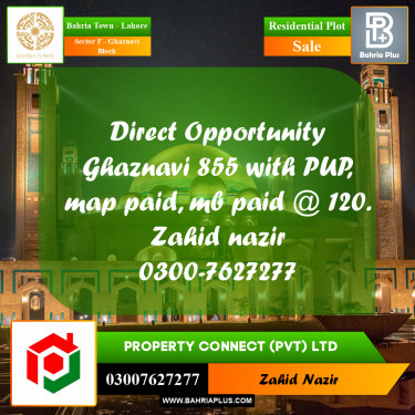 Residential Plot for Sale in Sector F - Ghaznavi Block -  Bahria Town, Lahore - (BP-261325)