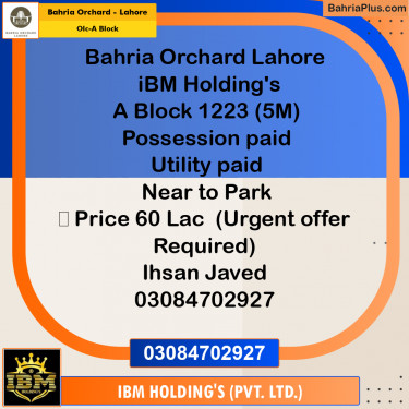 5 Marla Residential Plot for Sale in OLC-A Block -  Bahria Orchard, Lahore - (BP-261404)