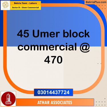 8 Marla Commercial Plot for Sale in Sector B - Umer Commercial -  Bahria Town, Lahore - (BP-261464)