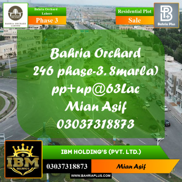 8 Marla Residential Plot for Sale in Phase 3 -  Bahria Orchard, Lahore - (BP-261505)