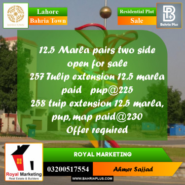 Residential Plot for Sale in Bahria Town, Lahore - (BP-261549)