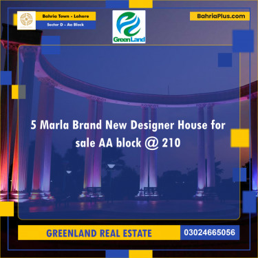 5 Marla Residential House for Sale in Sector D - AA Block -  Bahria Town, Lahore - (BP-261580)