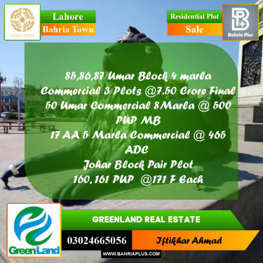 Residential Plot for Sale in Bahria Town, Lahore - (BP-261594)