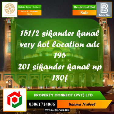 Residential Plot for Sale in Sector F - Sikander Block -  Bahria Town, Lahore - (BP-261598)