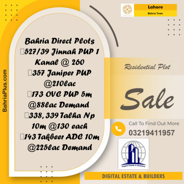 Residential Plot for Sale in Bahria Town, Lahore - (BP-261604)
