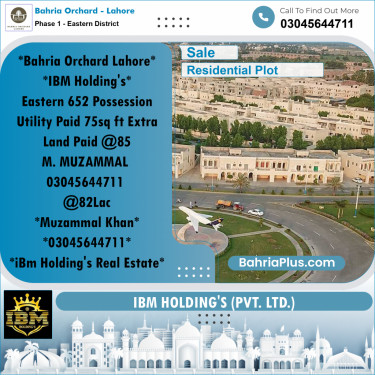 5 Marla Residential Plot for Sale in Phase 1 - Eastern District -  Bahria Orchard, Lahore - (BP-261629)