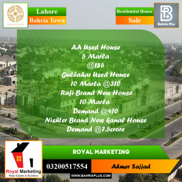 Residential House for Sale in Bahria Town, Lahore - (BP-261642)