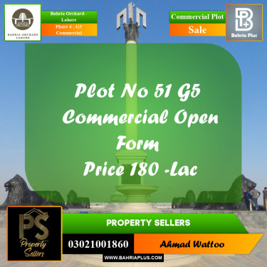 5 Marla Commercial Plot for Sale in Phase 4 - G5 Commercial -  Bahria Orchard, Lahore - (BP-261672)