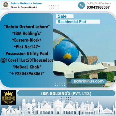 10 Marla Residential Plot for Sale in Phase 1 - Eastern District -  Bahria Orchard, Lahore - (BP-261705)