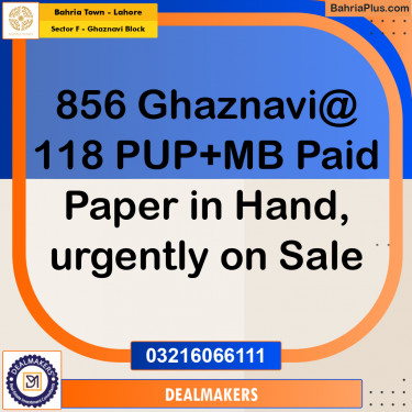 10 Marla Residential Plot for Sale in Sector F - Ghaznavi Block -  Bahria Town, Lahore - (BP-261712)