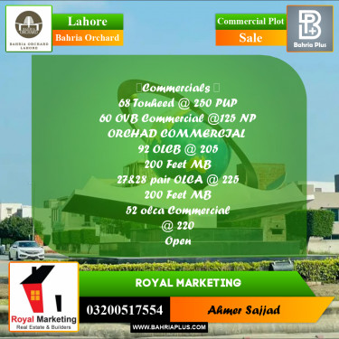 Commercial Plot for Sale in Bahria Orchard, Lahore - (BP-261753)