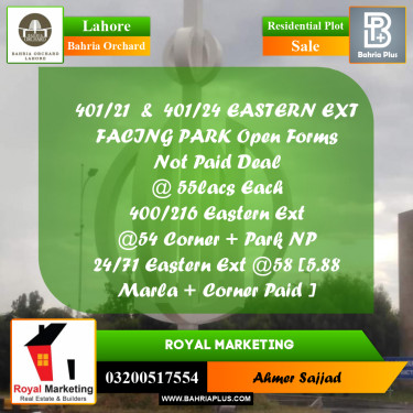 Residential Plot for Sale in Bahria Orchard, Lahore - (BP-261799)