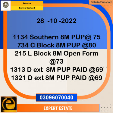 8 Marla Residential Plot for Sale in Bahria Orchard, Lahore - (BP-261804)