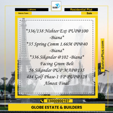 Residential Plot for Sale in Bahria Town, Lahore - (BP-261813)